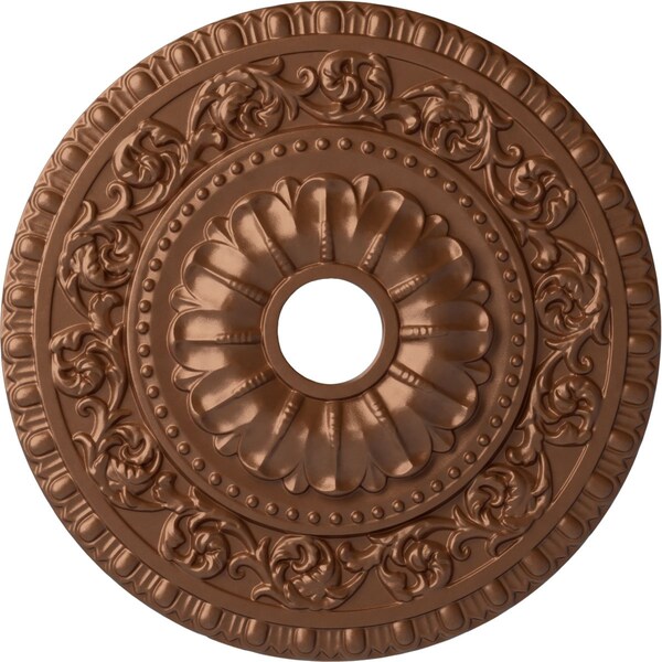 Ekena Millwork Vaduz Ceiling Medallion (Canopies up to 3 1/2"), 23 1/2"OD x 3 1/2"ID x 2 1/8"P, Polished Copper CM23VAPOS - main